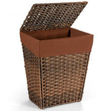 Load image into Gallery viewer, Foldable Handwoven Laundry Hamper with Removable Liner-Brown
