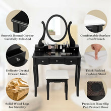 Load image into Gallery viewer, Vanity Set with Removable Makeup Organizer-Black
