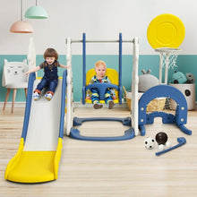 Load image into Gallery viewer, 6 in 1 Slide and Swing Set with Ball Games for Toddlers-Blue
