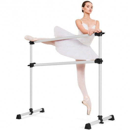 4ft Portable Height Adjustable Freestanding Ballet Barre-Silver