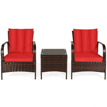 Load image into Gallery viewer, 3 PCS Patio Rattan Furniture Set-Red
