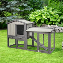 Load image into Gallery viewer, 58&quot; Weatherproof Wooden Rabbit Hutch-Gray
