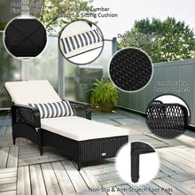 Load image into Gallery viewer, PE Rattan Armrest Chaise Lounge Chair with Adjustable Pillow
