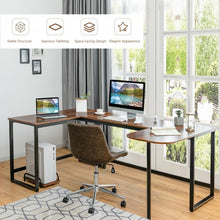 Load image into Gallery viewer, 79&quot; U-Shaped Computer Desk with CPU Stand for Home Office -Brown
