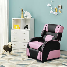 Load image into Gallery viewer, Kids Youth PU Leather Gaming Sofa Recliner with Headrest and Footrest-Pink
