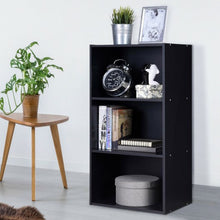 Load image into Gallery viewer, 3 Open Shelf Bookcase Modern Storage Display Cabinet-Black
