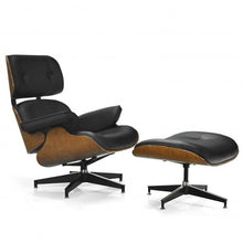 Load image into Gallery viewer, Mid Century Swivel Lounge Chair and Ottoman Set with Aluminum Alloy Base-Black
