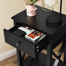 Load image into Gallery viewer, Bedside Storage Nightstand with Drawer and Bottom Shelf-Brown
