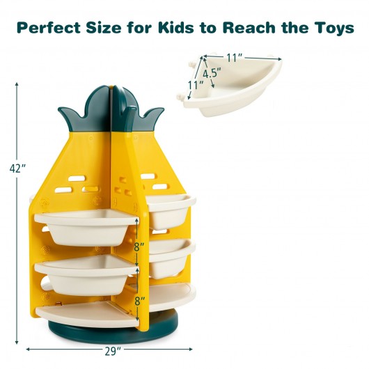 Kids Toy Storage Organizer with 360° Revolving Pineapple Shelf