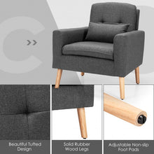 Load image into Gallery viewer, Accent Chair Cushioned Linen Armchair with Waist Pillow Sofa Chair-Gray
