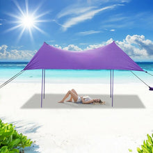 Load image into Gallery viewer, 10&#39; x 9&#39; Family Beach Tent Canopy Sunshade w/ 4 Poles-Purple
