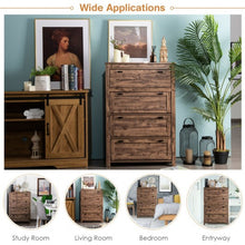 Load image into Gallery viewer, 4 Drawers Dresser Rustic Vertical Drawer Chest Industrial Dresser Tower
