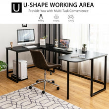 Load image into Gallery viewer, 79&quot; U-Shaped Computer Desk with CPU Stand for Home Office -Black
