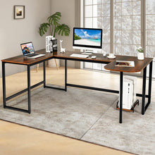 Load image into Gallery viewer, 79&quot; U-Shaped Computer Desk with CPU Stand for Home Office -Brown
