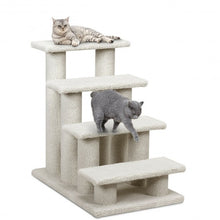 Load image into Gallery viewer, 4-Step Pet Stairs Carpeted Ladder Ramp Scratching Post Cat Tree Climber
