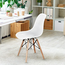 Load image into Gallery viewer, 2 Pcs Modern Plastic Hollow Chair Set with Wood Leg-White
