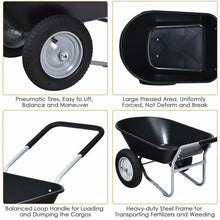 Load image into Gallery viewer, 2 Tire Wheelbarrow Garden Cart Heavy-duty Dolly Utility Cart-Black
