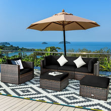 Load image into Gallery viewer, 6 Pcs Patio Rattan Furniture Set with Sectional Cushion-Black
