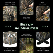 Load image into Gallery viewer, 3 Person Portable Pop-Up Ground Hunting Blind with Tie-downs
