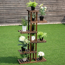 Load image into Gallery viewer, 6 Tier Garden Wooden Shelf Storage Plant Rack Stand
