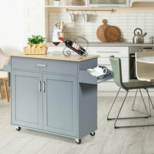 Load image into Gallery viewer, Rolling Kitchen Island Cart with Towel and Spice Rack-Gray
