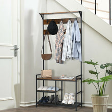 Load image into Gallery viewer, 3-In-1 Industrial Coat Rack Shoe Bench
