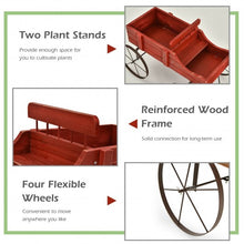 Load image into Gallery viewer, Wooden Wagon Plant Bed With Wheel for Garden Yard-Red
