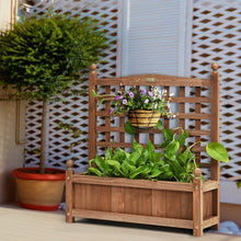 Load image into Gallery viewer, Solid Wood Planter Box with Trellis Weather-resistant Outdoor
