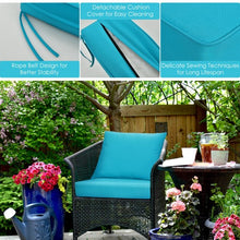 Load image into Gallery viewer, Deep Seat Chair Cushion Pads Set with Rope Belts for Indoor and Outdoor-Turquoise
