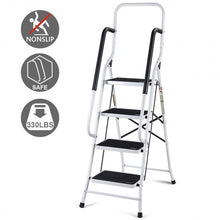 Load image into Gallery viewer, 2-in-1 Non-slip 4 Step Folding Stool Ladder with Handrails
