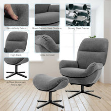 Load image into Gallery viewer, Modern Swivel Rocking Chair and Ottoman Set with Aluminum Alloy Base-Gray
