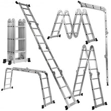 Load image into Gallery viewer, 12.5&#39; 12-Step Multi Purpose Aluminum Folding Scaffold Ladder
