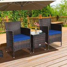 Load image into Gallery viewer, 3 Pcs Patio Furniture Set Outdoor Wicker Rattan Set-Navy
