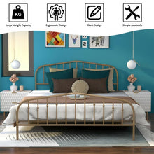 Load image into Gallery viewer, Queen Size Metal Bed Frame Steel Slat Platform-Brown
