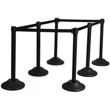 Load image into Gallery viewer, 6 Pcs Stanchion Post Crowd Control Barriers Queue Pole w/Retractable Belt-Black
