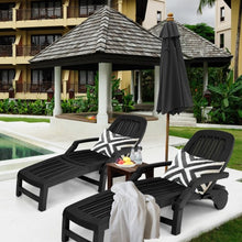 Load image into Gallery viewer, Adjustable Patio Sun Lounger with Weather Resistant Wheels-Black
