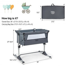 Load image into Gallery viewer, Height Adjustable Baby Side Crib  with Music Box &amp; Toys-Dark Gray
