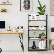 Load image into Gallery viewer, 4-Tier Folding Bookshelf No-Assembly Industrial Bookcase Display Shelves
