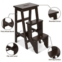 Load image into Gallery viewer, 3 Tier Step Stool 3 in 1 Folding Ladder Bench-Brown
