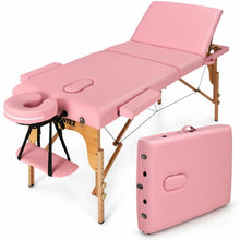 Load image into Gallery viewer, 3 Fold 84&quot; L Portable Adjustable Massage Table with Carry Case-Pink
