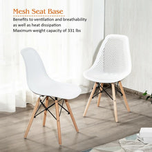 Load image into Gallery viewer, 2 Pcs Modern Plastic Hollow Chair Set with Wood Leg-White
