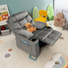 Load image into Gallery viewer, Adjustable Lounge Chair with Footrest and Side Pockets for Children-Gray
