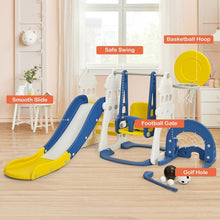 Load image into Gallery viewer, 6 in 1 Slide and Swing Set with Ball Games for Toddlers-Blue
