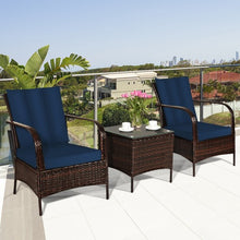 Load image into Gallery viewer, 3 PCS Patio Rattan Furniture Set-Navy
