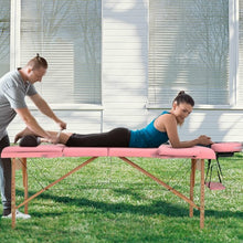 Load image into Gallery viewer, 3 Fold 84&quot; L Portable Adjustable Massage Table with Carry Case-Pink
