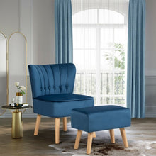 Load image into Gallery viewer, Leisure Chair and Ottoman Thick Padded Tufted Sofa Set-Blue
