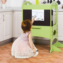 Load image into Gallery viewer, Kids Height Adjustable Kitchen Step Stool Toddlers Kitchen Helper w/ Chalkboard-Coffee
