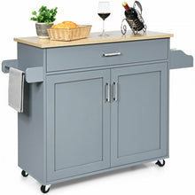 Load image into Gallery viewer, Rolling Kitchen Island Cart with Towel and Spice Rack-Gray
