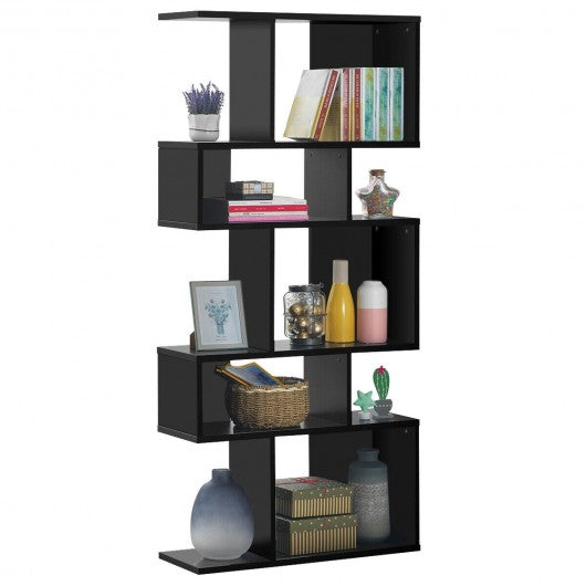 5 Cubes Ladder Shelf Corner Bookshelf Display Rack Bookcase-Black