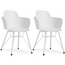 Load image into Gallery viewer, Set of 2 Metal Frame Modern Petal-Shape Plastic Dining Chair-White
